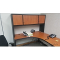 Autumn Maple L-Suite Desk with Overhead Storage